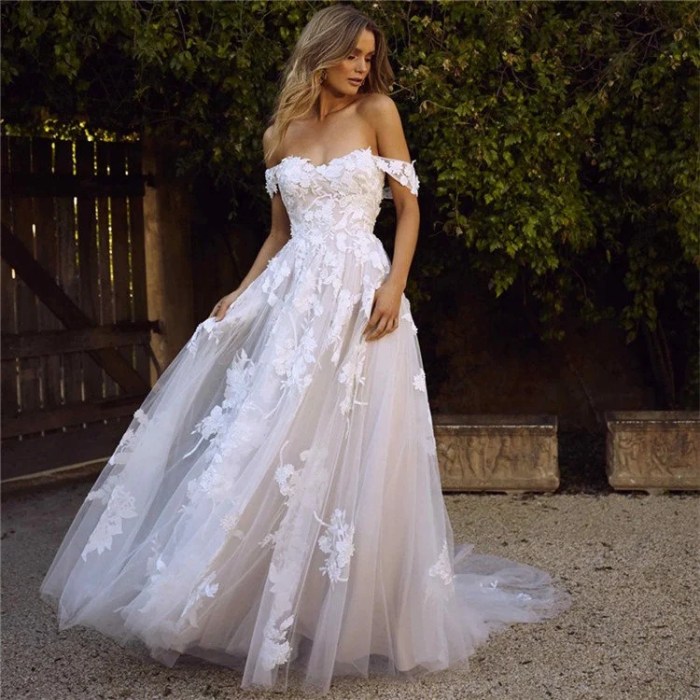 A line lace bodice wedding dress